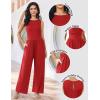 image:imageEkouaer Jumpsuits for Women One Piece Jumpsuit Wide Leg Sleeveless Crewneck Casual Womens Romper Jumpers With Pockets 2026Red