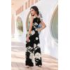 image:imageEkouaer Jumpsuits for Women One Piece Jumpsuit Wide Leg Sleeveless Crewneck Casual Womens Romper Jumpers With Pockets 2026White Floral Black
