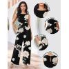 image:imageEkouaer Jumpsuits for Women One Piece Jumpsuit Wide Leg Sleeveless Crewneck Casual Womens Romper Jumpers With Pockets 2026White Floral Black