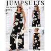 image:imageEkouaer Jumpsuits for Women One Piece Jumpsuit Wide Leg Sleeveless Crewneck Casual Womens Romper Jumpers With Pockets 2026White Floral Black