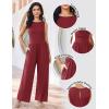 image:imageEkouaer Jumpsuits for Women One Piece Jumpsuit Wide Leg Sleeveless Crewneck Casual Womens Romper Jumpers With Pockets 2026Wine Red