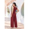 image:imageEkouaer Jumpsuits for Women One Piece Jumpsuit Wide Leg Sleeveless Crewneck Casual Womens Romper Jumpers With Pockets 2026Wine Red