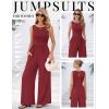 image:imageEkouaer Jumpsuits for Women One Piece Jumpsuit Wide Leg Sleeveless Crewneck Casual Womens Romper Jumpers With Pockets 2026Wine Red