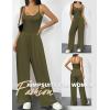 image:imageEkouaer Jumpsuits for Women Sleeveless Spaghetti Strap Womens Jumpsuit One Piece Wide Leg Summer Romper With Pockets 2026Army Green