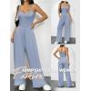 image:imageEkouaer Jumpsuits for Women Sleeveless Spaghetti Strap Womens Jumpsuit One Piece Wide Leg Summer Romper With Pockets 2026Grayish Blue