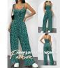 image:imageEkouaer Jumpsuits for Women Sleeveless Spaghetti Strap Womens Jumpsuit One Piece Wide Leg Summer Romper With Pockets 2026Green Floral