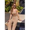 image:imageEkouaer Jumpsuits for Women Sleeveless Spaghetti Strap Womens Jumpsuit One Piece Wide Leg Summer Romper With Pockets 2026Khaki