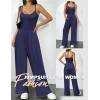 image:imageEkouaer Jumpsuits for Women Sleeveless Spaghetti Strap Womens Jumpsuit One Piece Wide Leg Summer Romper With Pockets 2026Navy Blue