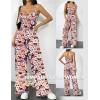image:imageEkouaer Jumpsuits for Women Sleeveless Spaghetti Strap Womens Jumpsuit One Piece Wide Leg Summer Romper With Pockets 2026Orange White Flowers