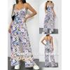 image:imageEkouaer Jumpsuits for Women Sleeveless Spaghetti Strap Womens Jumpsuit One Piece Wide Leg Summer Romper With Pockets 2026Purple Yellow Flower