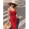 image:imageEkouaer Jumpsuits for Women Sleeveless Spaghetti Strap Womens Jumpsuit One Piece Wide Leg Summer Romper With Pockets 2026True Red