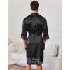 image:imageEkouaer Mens Satin Robe Lightweight Silky Kimono Bathrobe 34 Sleeve Spa Knee Length Loungewear with Pockets S3XLBlackpattern