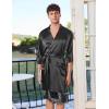 image:imageEkouaer Mens Satin Robe Lightweight Silky Kimono Bathrobe 34 Sleeve Spa Knee Length Loungewear with Pockets S3XLBlackpattern