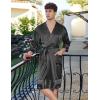 image:imageEkouaer Mens Satin Robe Lightweight Silky Kimono Bathrobe 34 Sleeve Spa Knee Length Loungewear with Pockets S3XLBlackpattern