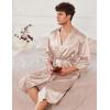 image:imageEkouaer Mens Satin Robe Lightweight Silky Kimono Bathrobe 34 Sleeve Spa Knee Length Loungewear with Pockets S3XLChampagne