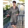 image:imageEkouaer Mens Satin Robe Lightweight Silky Kimono Bathrobe 34 Sleeve Spa Knee Length Loungewear with Pockets S3XLDark Greypattern