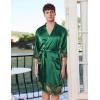 image:imageEkouaer Mens Satin Robe Lightweight Silky Kimono Bathrobe 34 Sleeve Spa Knee Length Loungewear with Pockets S3XLGreenpattern