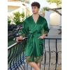 image:imageEkouaer Mens Satin Robe Lightweight Silky Kimono Bathrobe 34 Sleeve Spa Knee Length Loungewear with Pockets S3XLGreenpattern