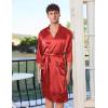 image:imageEkouaer Mens Satin Robe Lightweight Silky Kimono Bathrobe 34 Sleeve Spa Knee Length Loungewear with Pockets S3XLRed
