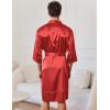 image:imageEkouaer Mens Satin Robe Lightweight Silky Kimono Bathrobe 34 Sleeve Spa Knee Length Loungewear with Pockets S3XLRed