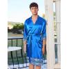 image:imageEkouaer Mens Satin Robe Lightweight Silky Kimono Bathrobe 34 Sleeve Spa Knee Length Loungewear with Pockets S3XLSnorkel Bluepattern