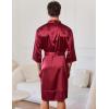 image:imageEkouaer Mens Satin Robe Lightweight Silky Kimono Bathrobe 34 Sleeve Spa Knee Length Loungewear with Pockets S3XLWine Red