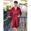 image:imageEkouaer Mens Satin Robe Lightweight Silky Kimono Bathrobe 34 Sleeve Spa Knee Length Loungewear with Pockets S3XLWine Red