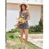 image:imageEkouaer Rompers for Women Boho Floral Summer Romper Sleeveless Spaghetti Strap Smocked Loose Casual Shorts JumpsuitsBlack Flowers