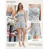 image:imageEkouaer Rompers for Women Boho Floral Summer Romper Sleeveless Spaghetti Strap Smocked Loose Casual Shorts JumpsuitsKhaki Green Plants