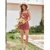 image:imageEkouaer Rompers for Women Boho Floral Summer Romper Sleeveless Spaghetti Strap Smocked Loose Casual Shorts JumpsuitsRed White Flowers