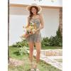 image:imageEkouaer Rompers for Women Boho Floral Summer Romper Sleeveless Spaghetti Strap Smocked Loose Casual Shorts JumpsuitsYellow White