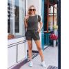 image:imageEkouaer Rompers for Women Ribbed Knit Short Jumpsuit 2026 Summer Casual Vacation OutfitsGrey