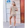 image:imageEkouaer Rompers for Women Ribbed Knit Short Jumpsuit 2026 Summer Casual Vacation OutfitsKhaki