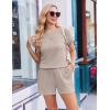 image:imageEkouaer Rompers for Women Ribbed Knit Short Jumpsuit 2026 Summer Casual Vacation OutfitsKhaki