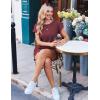 image:imageEkouaer Rompers for Women Ribbed Knit Short Jumpsuit 2026 Summer Casual Vacation OutfitsWine Red