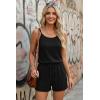 image:imageEkouaer Rompers for Women Summer Casual 2026 Sleeveless Scoop Neck Ribbed Adjustable Shorts Jumpsuit with PocketsBlack