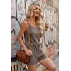image:imageEkouaer Rompers for Women Summer Casual 2026 Sleeveless Scoop Neck Ribbed Adjustable Shorts Jumpsuit with PocketsBrown