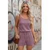 image:imageEkouaer Rompers for Women Summer Casual 2026 Sleeveless Scoop Neck Ribbed Adjustable Shorts Jumpsuit with PocketsFuchsia