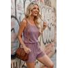 image:imageEkouaer Rompers for Women Summer Casual 2026 Sleeveless Scoop Neck Ribbed Adjustable Shorts Jumpsuit with PocketsFuchsia