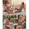 image:imageEkouaer Rompers for Women Summer Casual 2026 Sleeveless Scoop Neck Ribbed Adjustable Shorts Jumpsuit with PocketsFuchsia