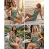 image:imageEkouaer Rompers for Women Summer Casual 2026 Sleeveless Scoop Neck Ribbed Adjustable Shorts Jumpsuit with PocketsIce Green