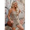 image:imageEkouaer Rompers for Women Summer Casual 2026 Sleeveless Scoop Neck Ribbed Adjustable Shorts Jumpsuit with PocketsKhaki