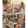 image:imageEkouaer Rompers for Women Summer Casual 2026 Sleeveless Scoop Neck Ribbed Adjustable Shorts Jumpsuit with PocketsKhaki