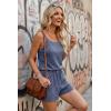 image:imageEkouaer Rompers for Women Summer Casual 2026 Sleeveless Scoop Neck Ribbed Adjustable Shorts Jumpsuit with PocketsNavy Blue