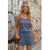 image:imageEkouaer Rompers for Women Summer Casual 2026 Sleeveless Scoop Neck Ribbed Adjustable Shorts Jumpsuit with PocketsNavy Blue