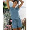 image:imageEkouaer Rompers for Women Summer Casual Cap Sleeve Crewneck Short Pants Jumpsuit Beach Vacation Outfit with Pockets SXXLBlue
