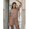 image:imageEkouaer Rompers for Women Summer Casual Cap Sleeve Crewneck Short Pants Jumpsuit Beach Vacation Outfit with Pockets SXXLBrown
