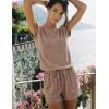 image:imageEkouaer Rompers for Women Summer Casual Cap Sleeve Crewneck Short Pants Jumpsuit Beach Vacation Outfit with Pockets SXXLBrown