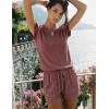 image:imageEkouaer Rompers for Women Summer Casual Cap Sleeve Crewneck Short Pants Jumpsuit Beach Vacation Outfit with Pockets SXXLBurgundy