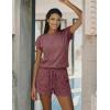 image:imageEkouaer Rompers for Women Summer Casual Cap Sleeve Crewneck Short Pants Jumpsuit Beach Vacation Outfit with Pockets SXXLBurgundy